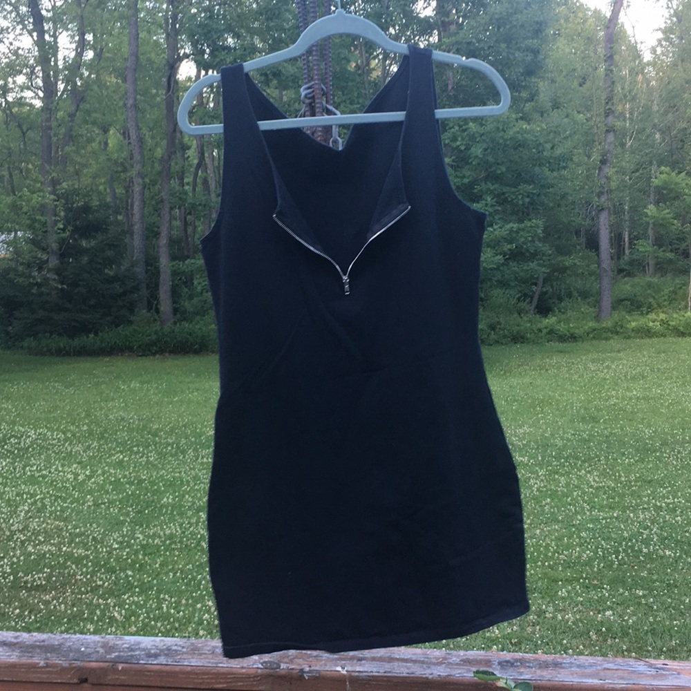 Black dress with bust zip